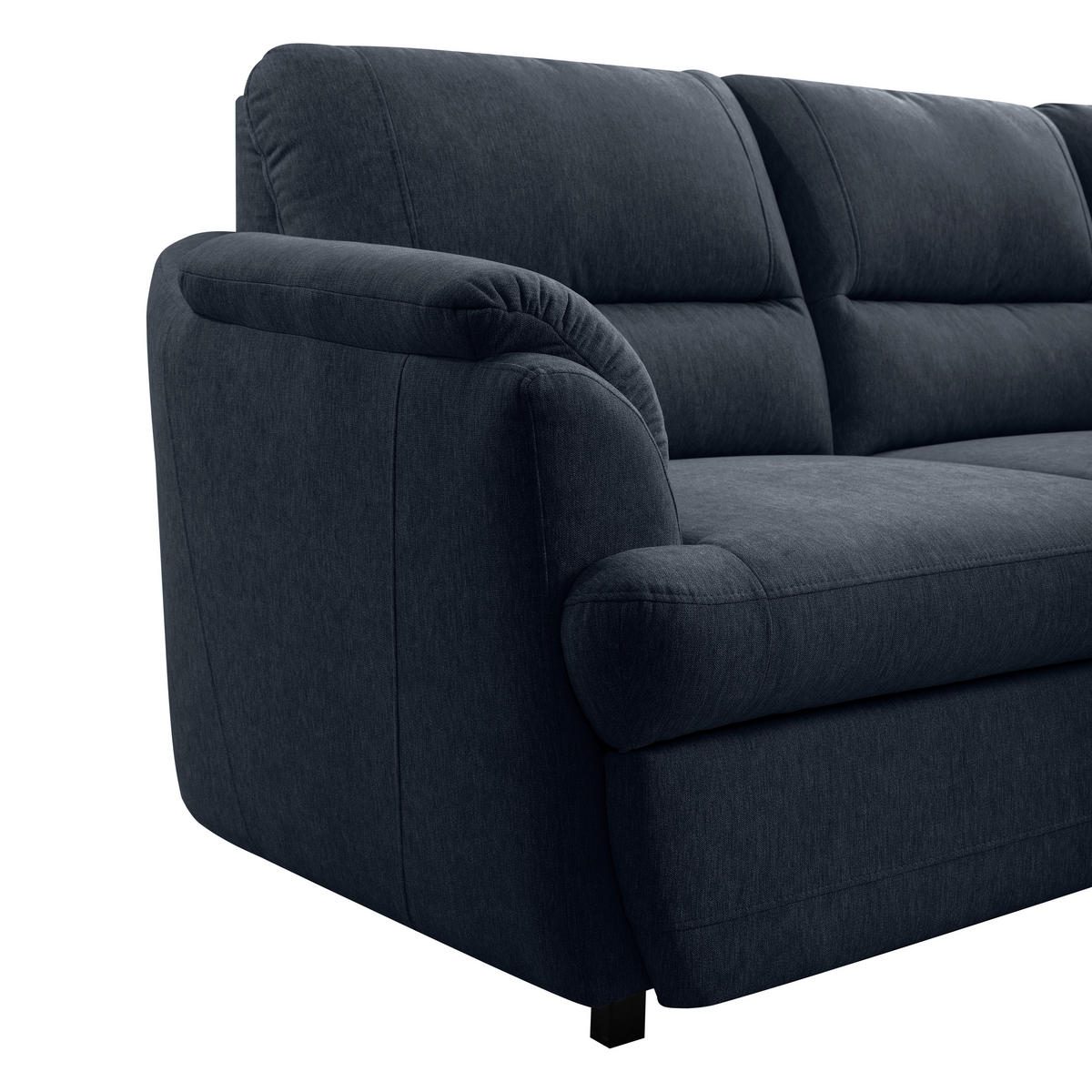 ECKSOFA Dunkelblau  - Greige/Schwarz, Basics, Holz/Textil (240/200cm) - MID.YOU