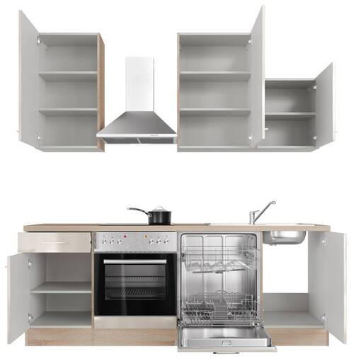 KUCHYNSKÁ LINKA NEPAL 220 - kašmírová/farba ušľachtilej ocele, Modern, kov/kompozitné drevo (220cm) - FlexWell