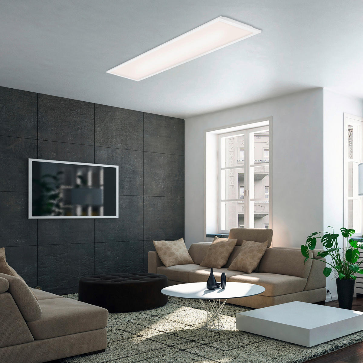 LED-DECKENLEUCHTE 100/25/6 cm   - Weiß, Design, Kunststoff (100/25/6cm)