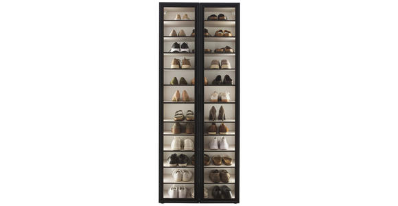 SCHUHSCHRANK  in 80/200/34 cm  - Kaschmir/Schwarz, Design, Glas/Holzwerkstoff (80/200/34cm) - Voleo