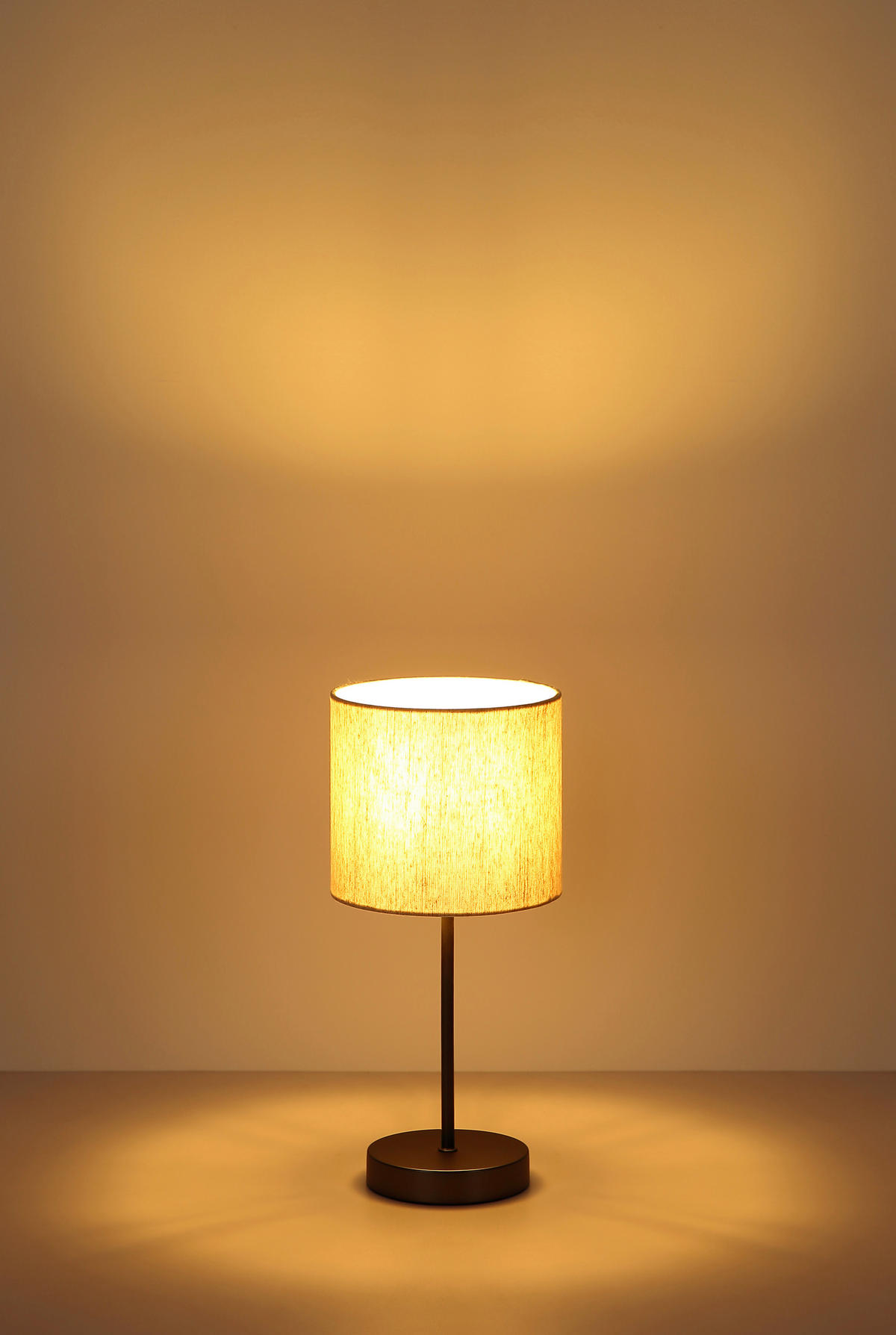 STOLNÍ LAMPA, E27, 17/37 cm  - černá/krémová, Design, kov/textil (17/37cm) - Globo