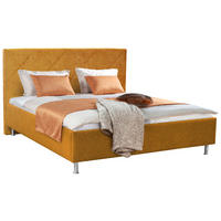 POLSTERBETT Dunkelgelb, Hellbraun 180/200 cm  - Chromfarben/Hellbraun, KONVENTIONELL, Textil (180/200cm) - Ti'me