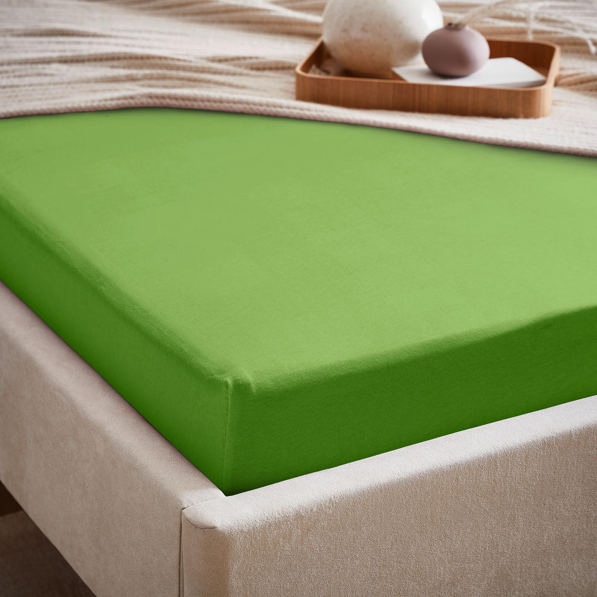 SPANNLEINTUCH 100/200 cm Jersey  - Grün, Basics, Textil (100/200cm) - Esposa