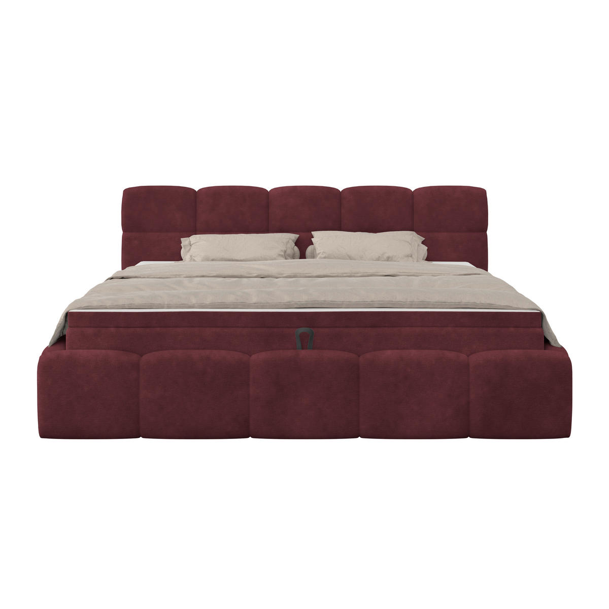 POLSTERBETT 160/200 cm,  in Bordeaux, Matratze, Bettkasten, H3 = fest  - Bordeaux/Schwarz, Trend, Kunststoff/Textil (160/200cm)