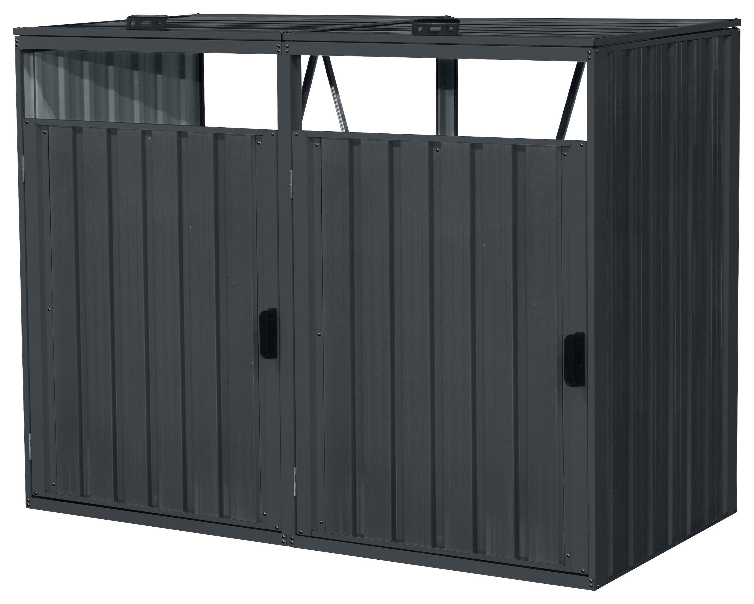 MÜLLTONNENBOX - Anthrazit, KONVENTIONELL, Metall (160/80/122cm) - Ambia Garden