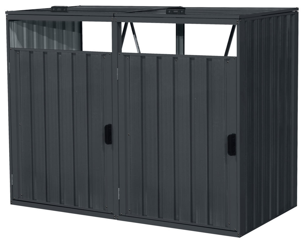 MÜLLTONNENBOX - Anthrazit, KONVENTIONELL, Metall (160/80/122cm) - Ambia Garden