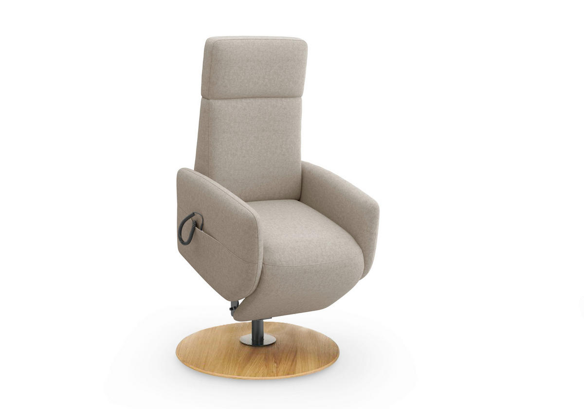 RELAXSESSEL in Textil Taupe  - Taupe/Eichefarben, KONVENTIONELL, Holz/Textil (71/110/82cm) - Sit & More