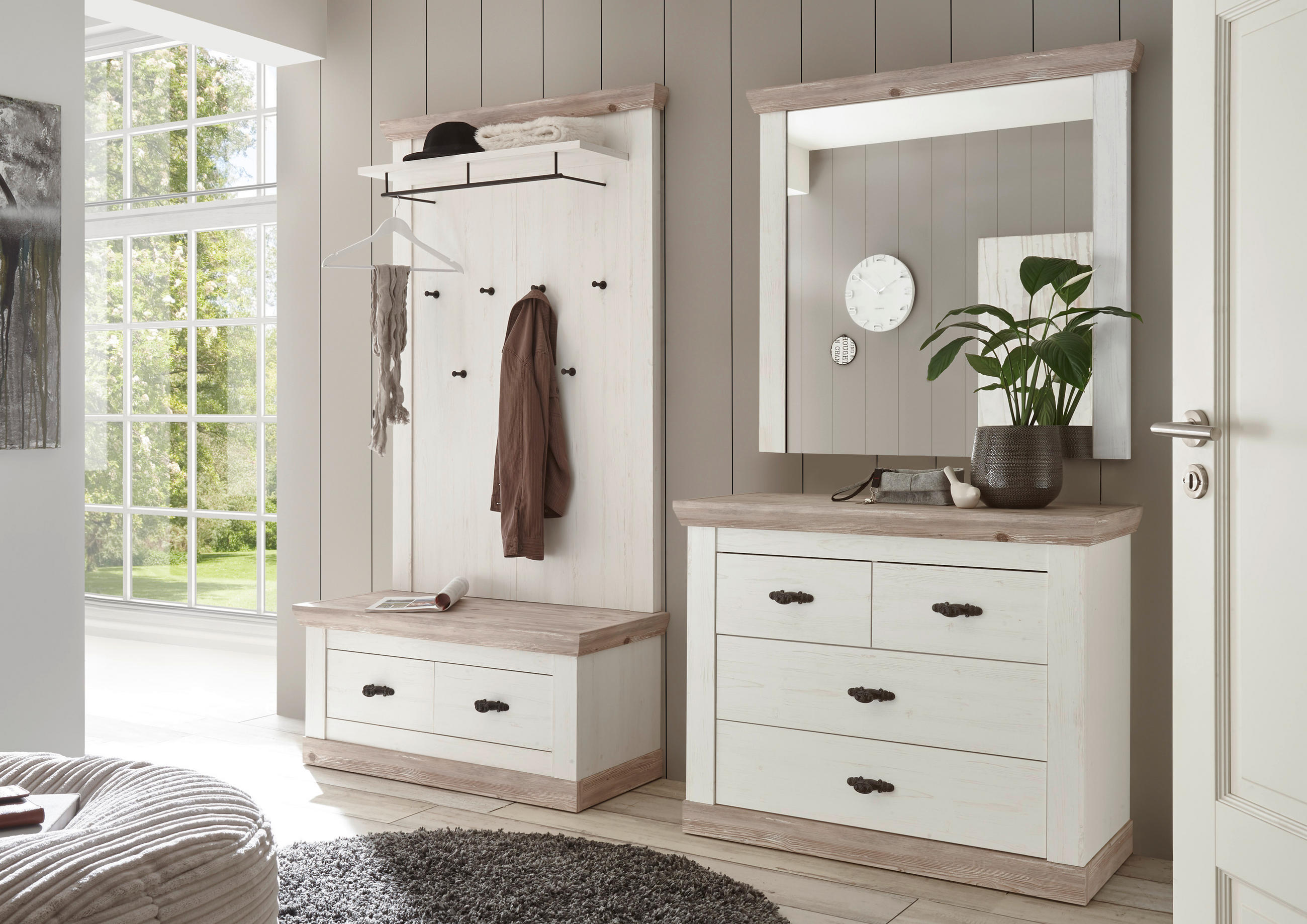 GARDEROBE 4-teilig  in 224/201/45 cm  - Hellbraun/Pinienfarben, Design, Holzwerkstoff (224/201/45cm) - MID.YOU