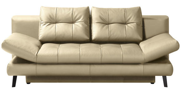 SCHLAFSOFA in Echtleder Schlammfarben  - Schlammfarben/Schwarz, Design, Leder/Metall (209/94/94cm) - Novel