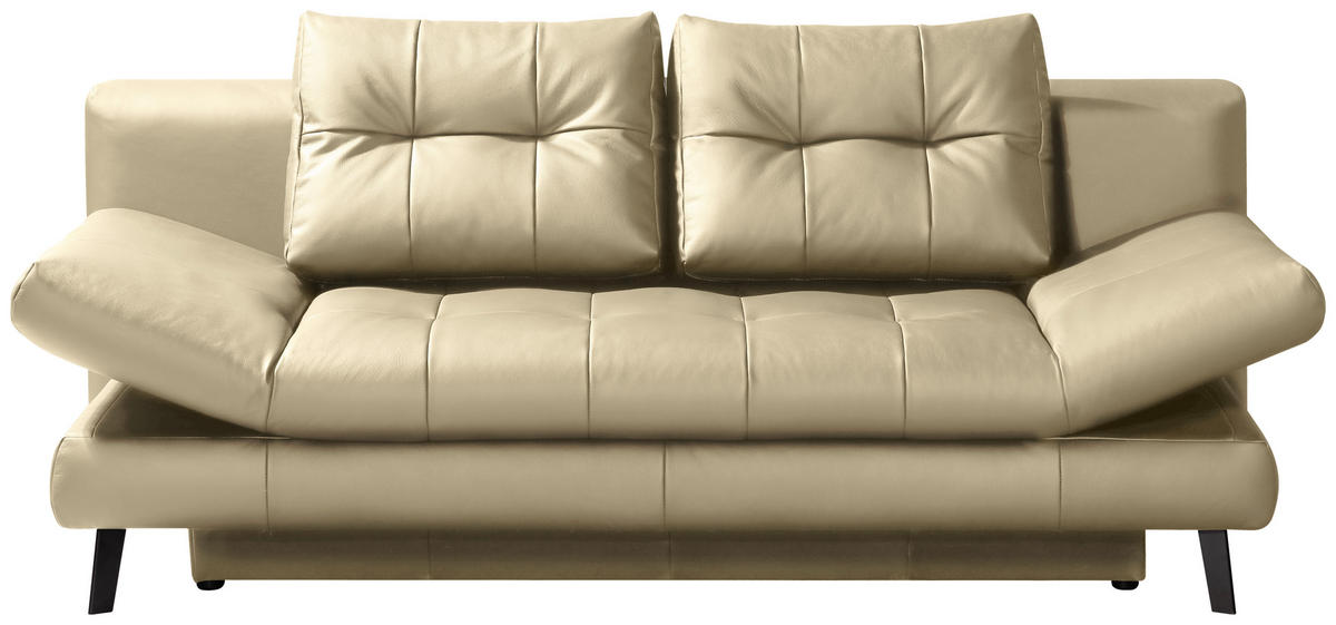 SCHLAFSOFA in Echtleder Schlammfarben  - Schlammfarben/Schwarz, Design, Leder/Metall (209/94/94cm) - Novel