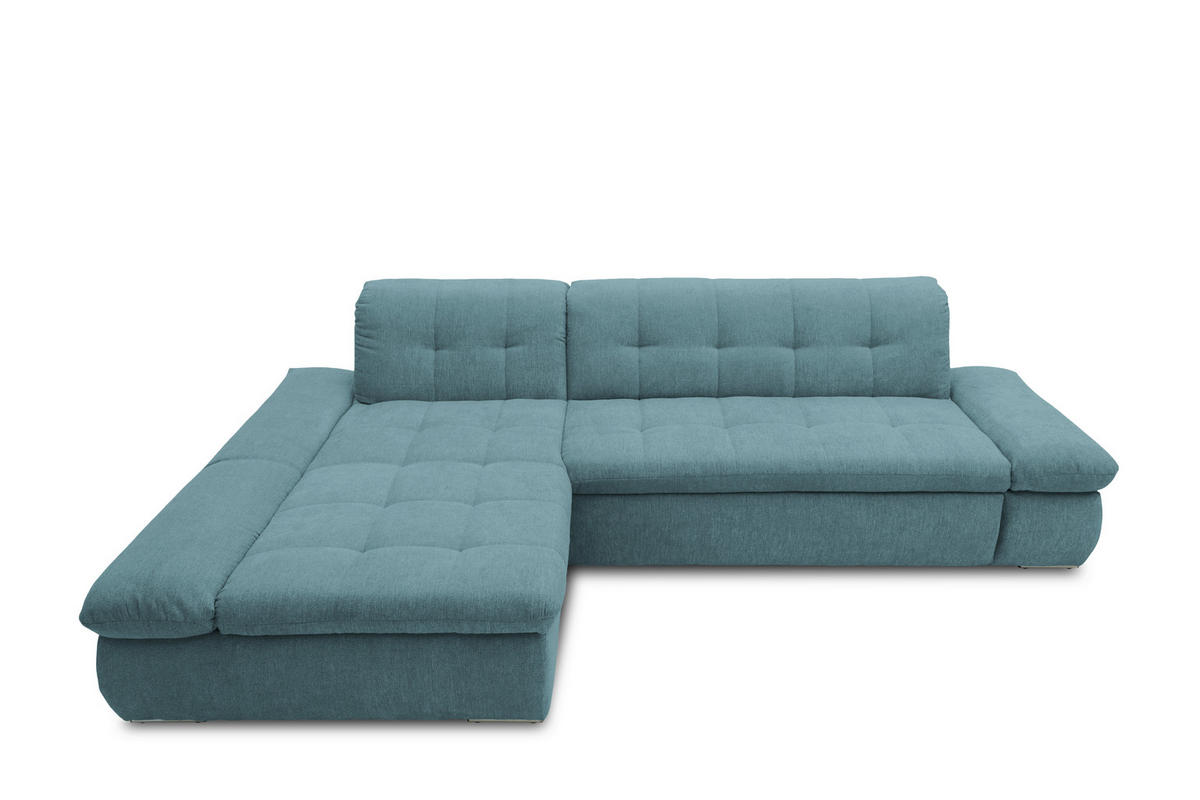 ECKSOFA Petrol Mikrofaser  - Chromfarben/Petrol, KONVENTIONELL, Textil/Metall (172/300cm) - MID.YOU
