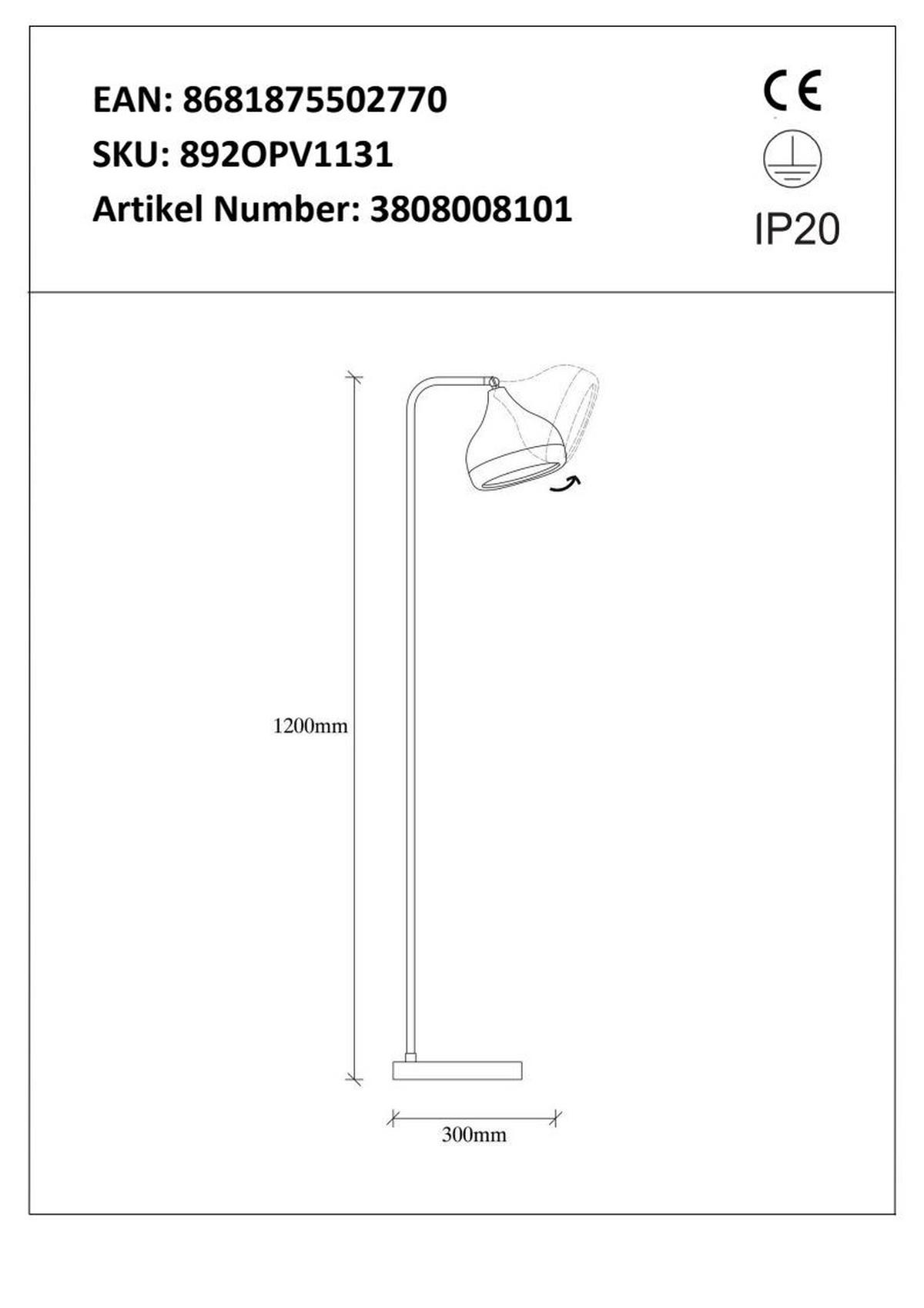 STEHLEUCHTE 30/120 cm    - Goldfarben/Weiß, Design, Metall (30/120cm) - P & B