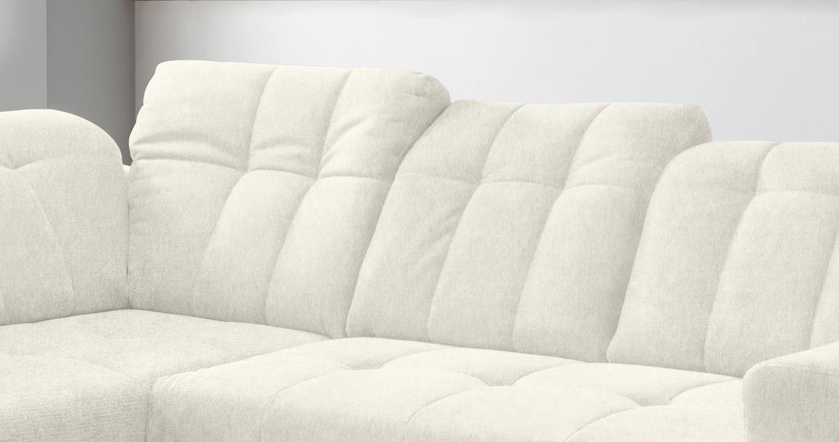 ECKSOFA Creme Mikrofaser  - Creme/Schwarz, MODERN, Textil/Metall (200/261cm) - Livetastic