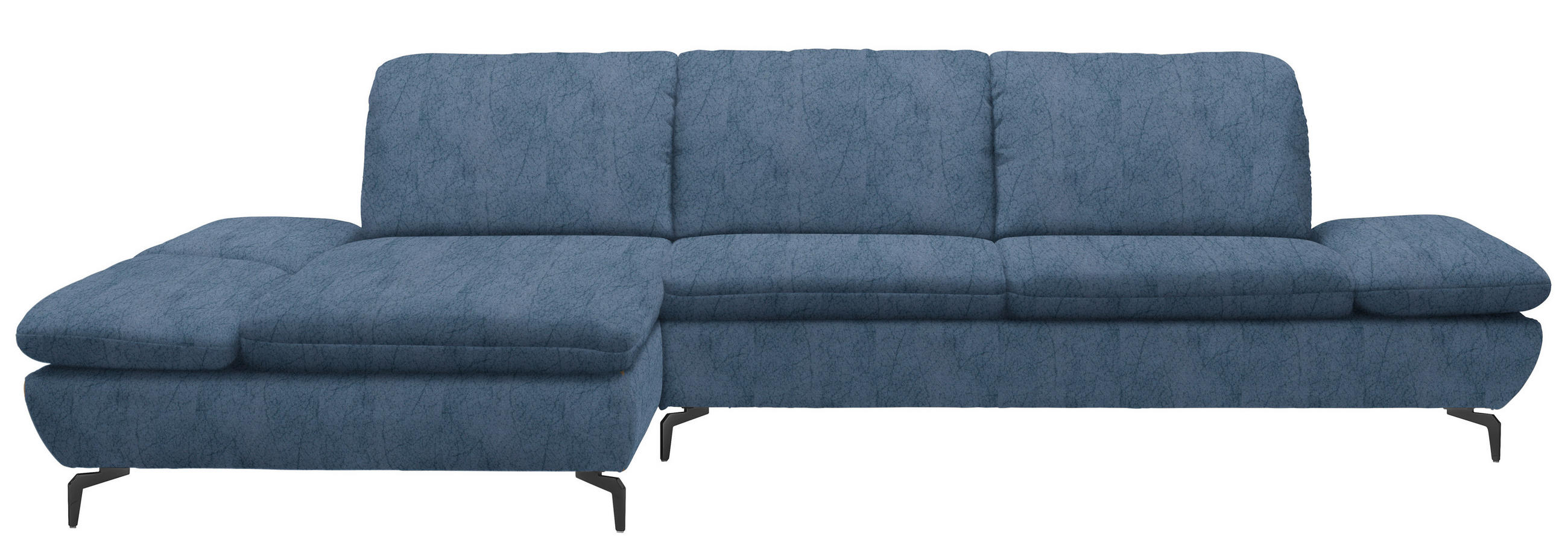 ECKSOFA in Flachgewebe Blau  - Blau/Schwarz, Design, Textil/Metall (200/315cm) - Chilliano