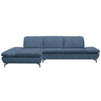 ECKSOFA in Flachgewebe Blau  - Blau/Schwarz, Design, Textil/Metall (200/315cm) - Chilliano