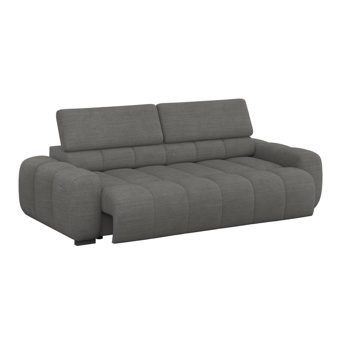 BIGSOFA inkl. mot. Funktion Webstoff Anthrazit  - Anthrazit/Schwarz, Design, Kunststoff/Textil (248/77-97/108cm) - Welnova