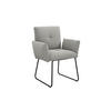 ARMLEHNSTUHL  in Bouclé  - Hellgrau/Schwarz, MODERN, Textil/Metall (73,5/87/64,5cm) - Livetastic