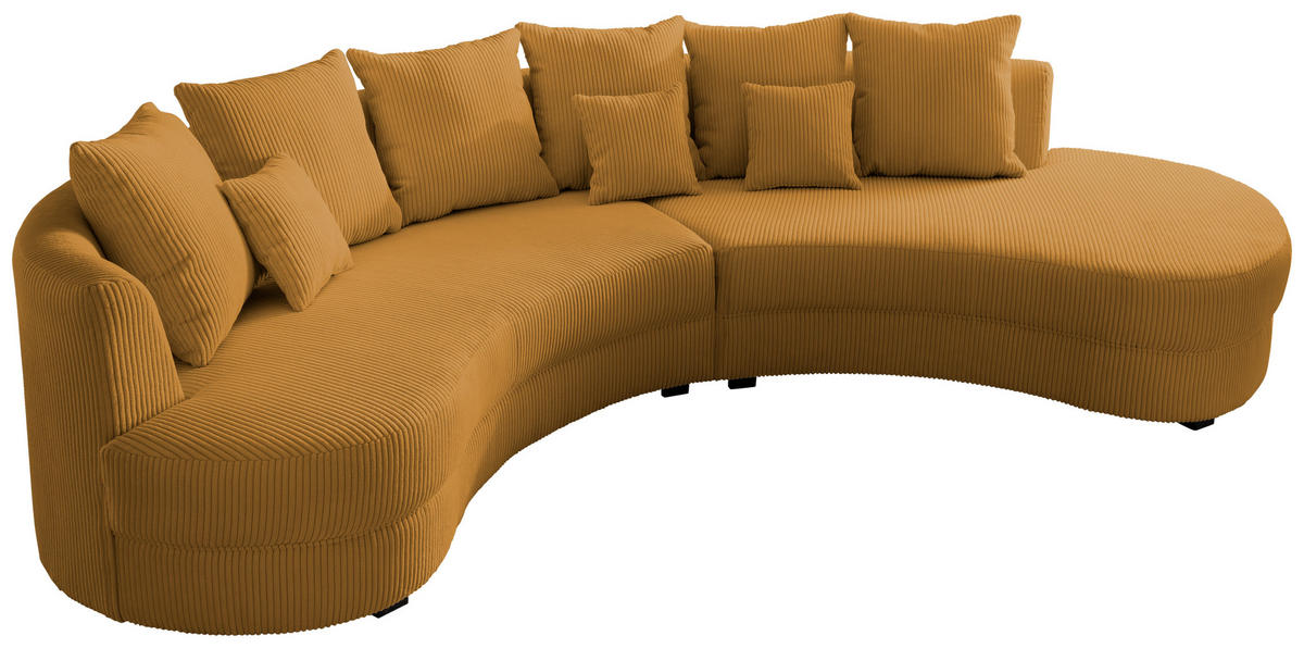 WOHNLANDSCHAFT Goldfarben Cord  - Goldfarben/Schwarz, Design, Kunststoff/Textil (300/160cm) - Livetastic