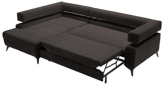 ECKSOFA in Chenille Dunkelbraun  - Dunkelbraun/Schwarz, KONVENTIONELL, Textil/Metall (184/265cm) - Hom`in