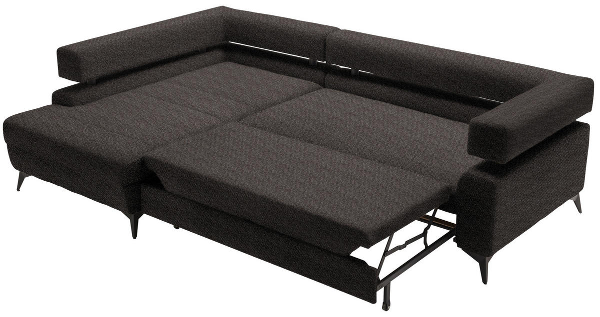 ECKSOFA in Chenille Dunkelbraun  - Dunkelbraun/Schwarz, Konventionell, Textil/Metall (184/265cm) - Hom`in