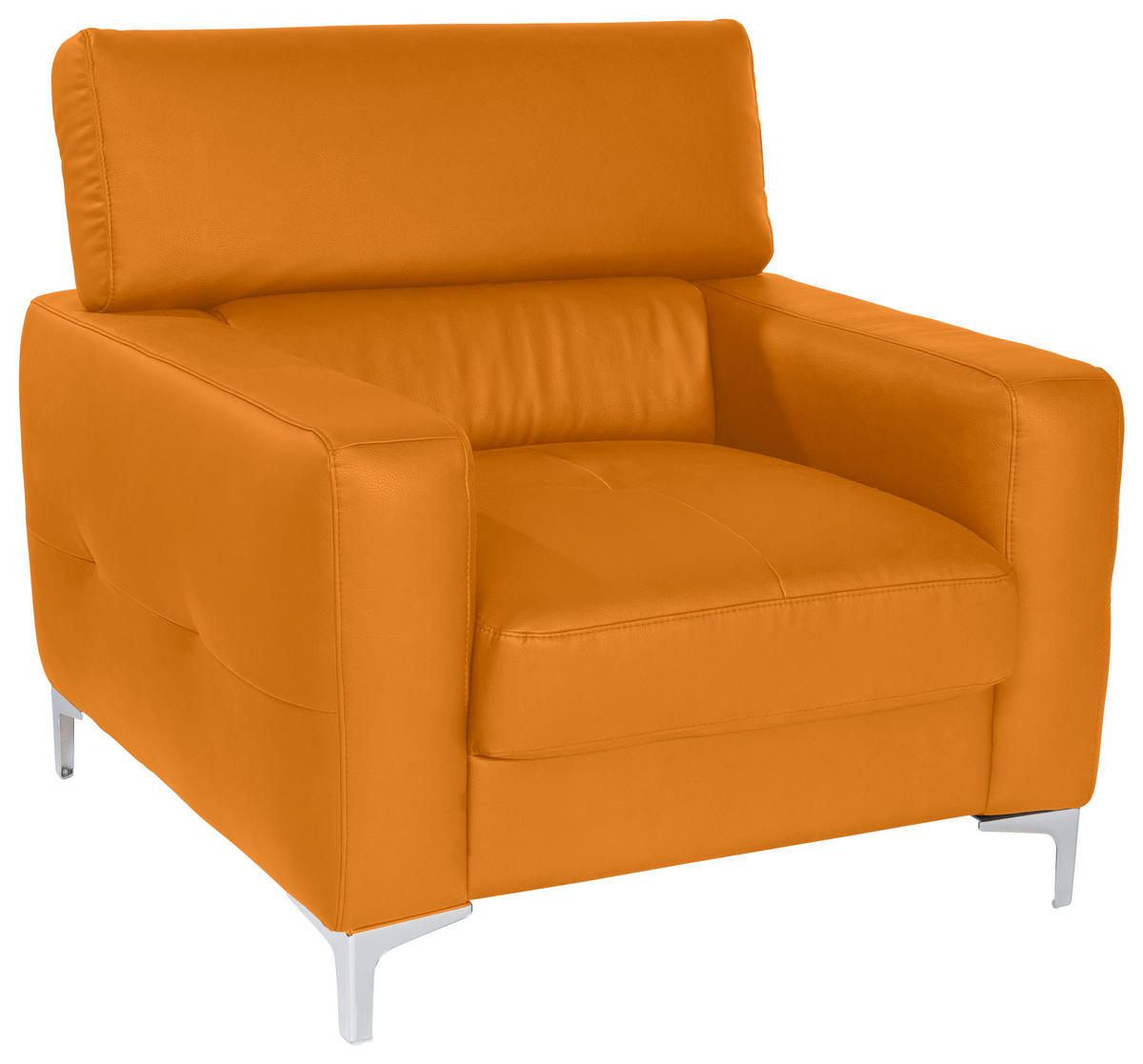 SESSEL Echtleder Gelb    - Chromfarben/Gelb, Design, Leder/Metall (99/78-92/106cm) - Livetastic