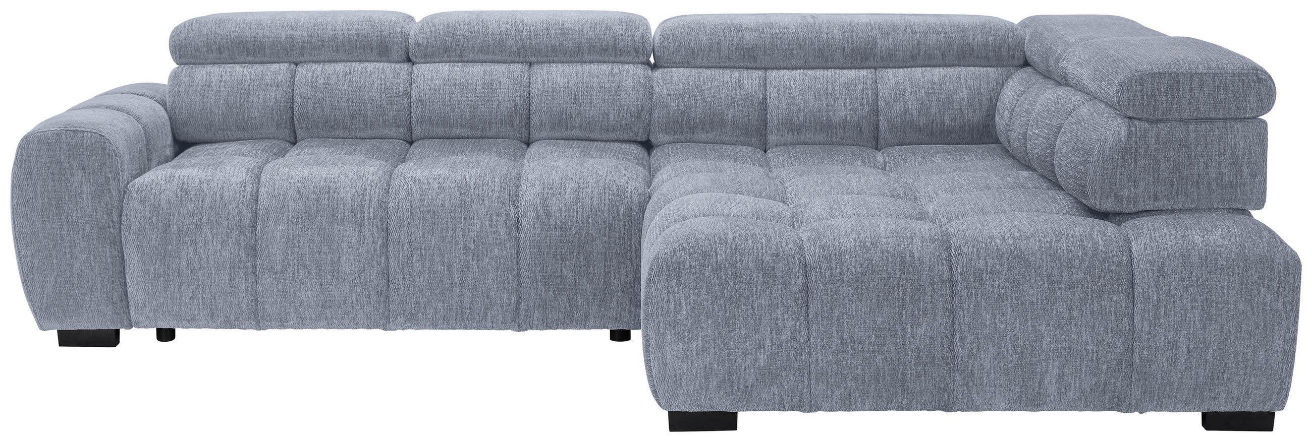 ECKSOFA inkl. Funktionen Grau, Hellblau Webstoff  - Schwarz/Grau, MODERN, Kunststoff/Textil (297/205cm) - Welnova