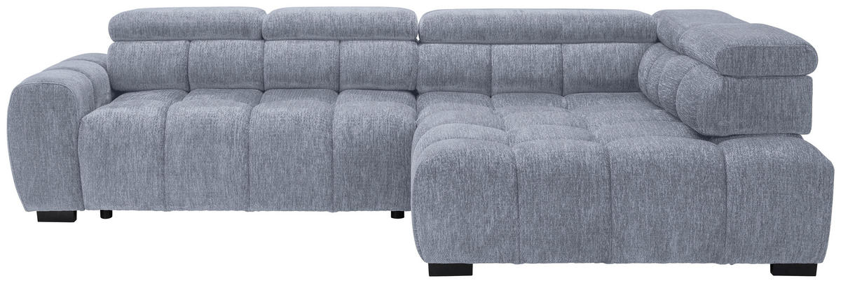 ECKSOFA inkl. Funktionen Grau, Hellblau Webstoff  - Schwarz/Grau, MODERN, Kunststoff/Textil (297/205cm) - Welnova