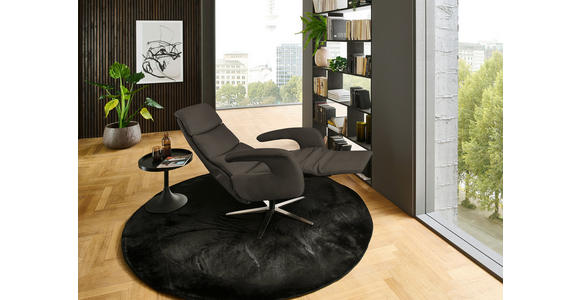 RELAXSESSEL in Leder Graubraun  - Edelstahlfarben/Graubraun, Design, Leder/Metall (76/119/86cm) - Dieter Knoll