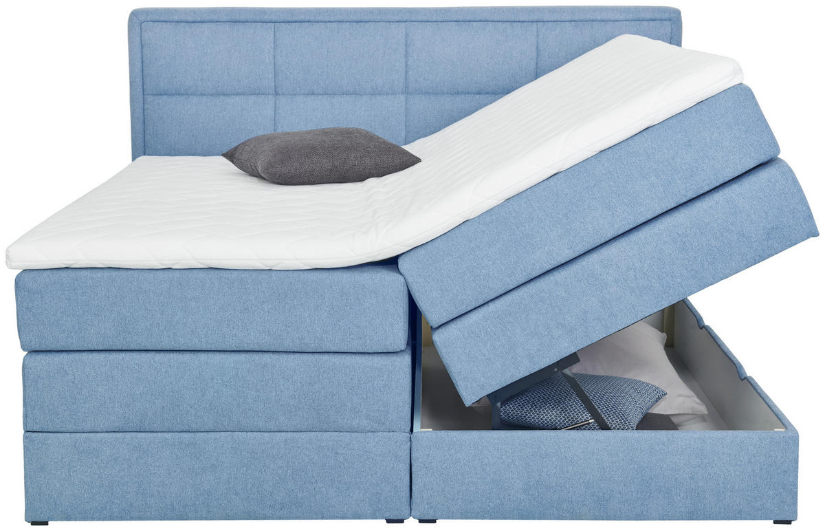 BOXSPRINGBETT 200/200 cm  in Blau  - Blau/Schwarz, Konventionell, Kunststoff/Textil (200/200cm) - Esposa