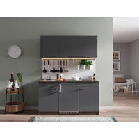 MINIKÜCHE 150 cm   in Grau  - Eichefarben/Alufarben, Basics, Holzwerkstoff/Kunststoff (150cm) - Respekta