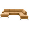 WOHNLANDSCHAFT in Echtleder Currygelb  - Currygelb/Schwarz, Design, Leder/Metall (165/339/233cm) - Beldomo Premium