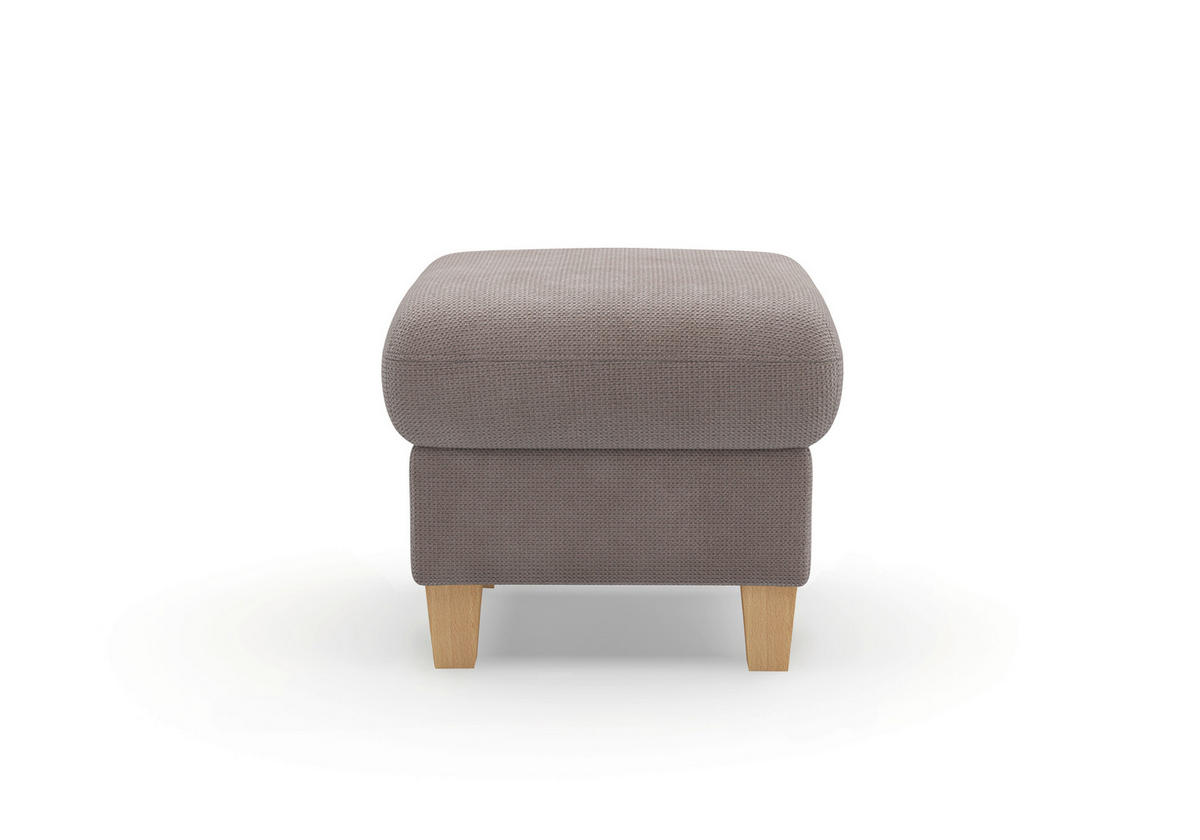 HOCKER GLENDALE E Flachgewebe Taupe  - Taupe/Eichefarben, KONVENTIONELL, Holz/Textil (58/48/58cm) - Sit & More