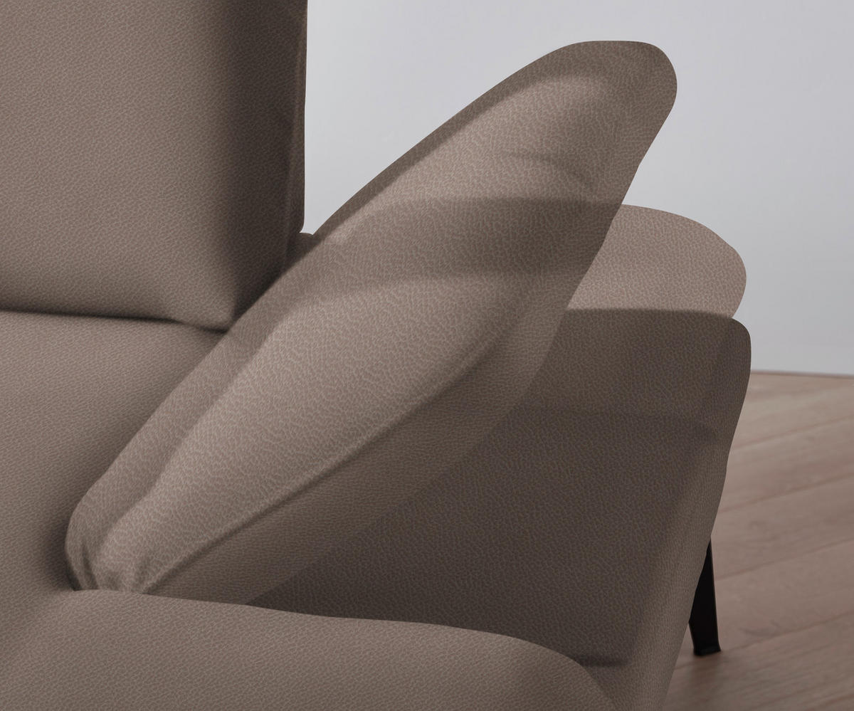 ECKSOFA in Flachgewebe Hellbraun  - Hellbraun/Schwarz, Design, Textil/Metall (180/289cm) - Stylife