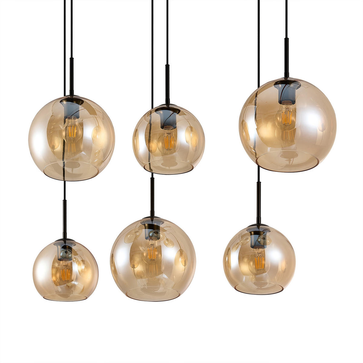 HÄNGELEUCHTE Amelie 97,5/42,5/150 cm   - Bernsteinfarben, Basics, Glas/Metall (97,5/42,5/150cm) - Novel