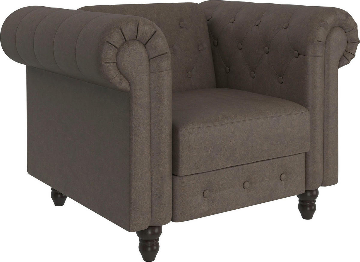 SESSEL in Mikrofaser Dunkelbraun  - Dunkelbraun/Schwarz, Basics, Holz/Textil (111/83/87cm) - Livetastic