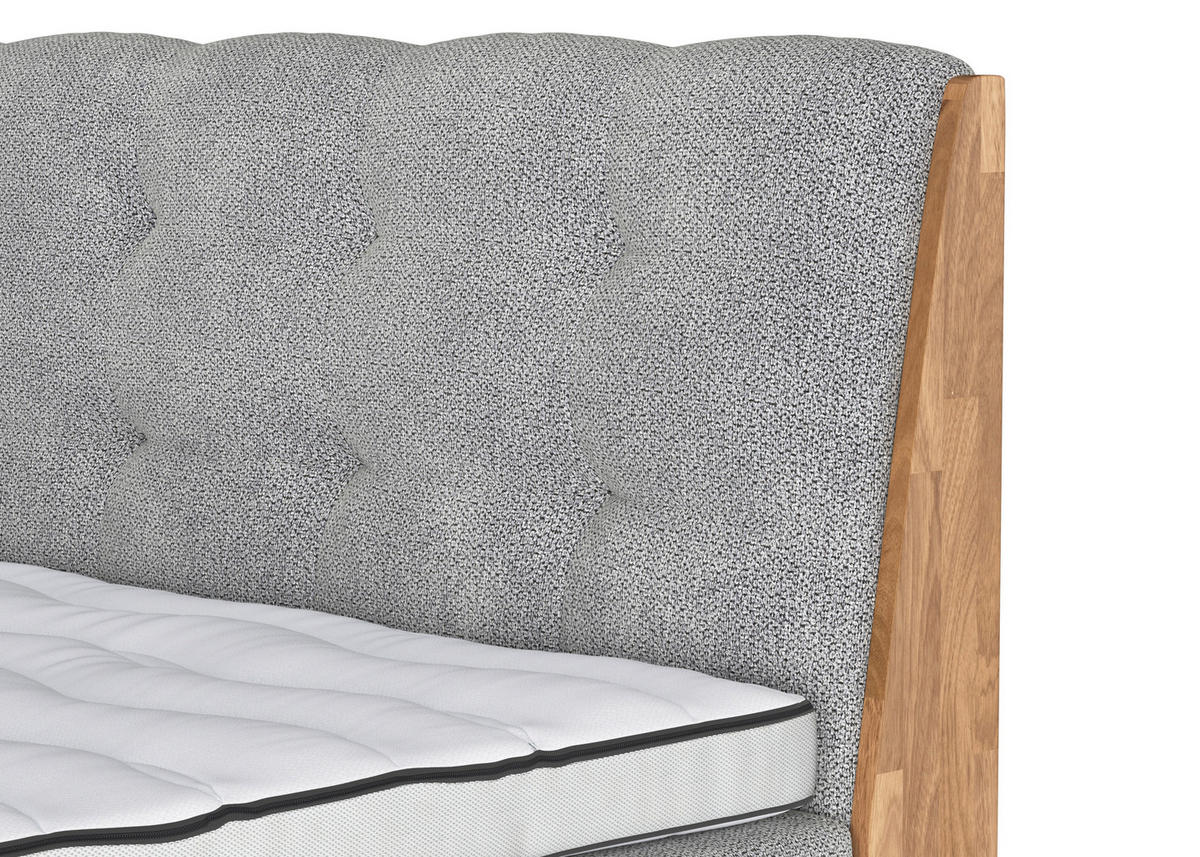 BOXSPRINGBETT 160/200 cm  in Silberfarben  - Eichefarben/Silberfarben, Modern, Holz/Holzwerkstoff (160/200cm) - MID.YOU