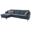 ECKSOFA Blau, Grau Echtleder  - Blau/Grau, MODERN, Leder/Metall (179/233cm) - Livetastic