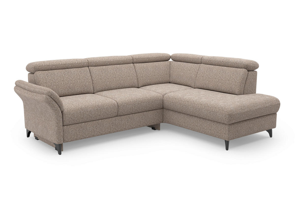 ECKSOFA GLENDALE E Cappuccino Chenille  - Schwarz/Cappuccino, KONVENTIONELL, Textil/Metall (247/193cm) - Sit & More