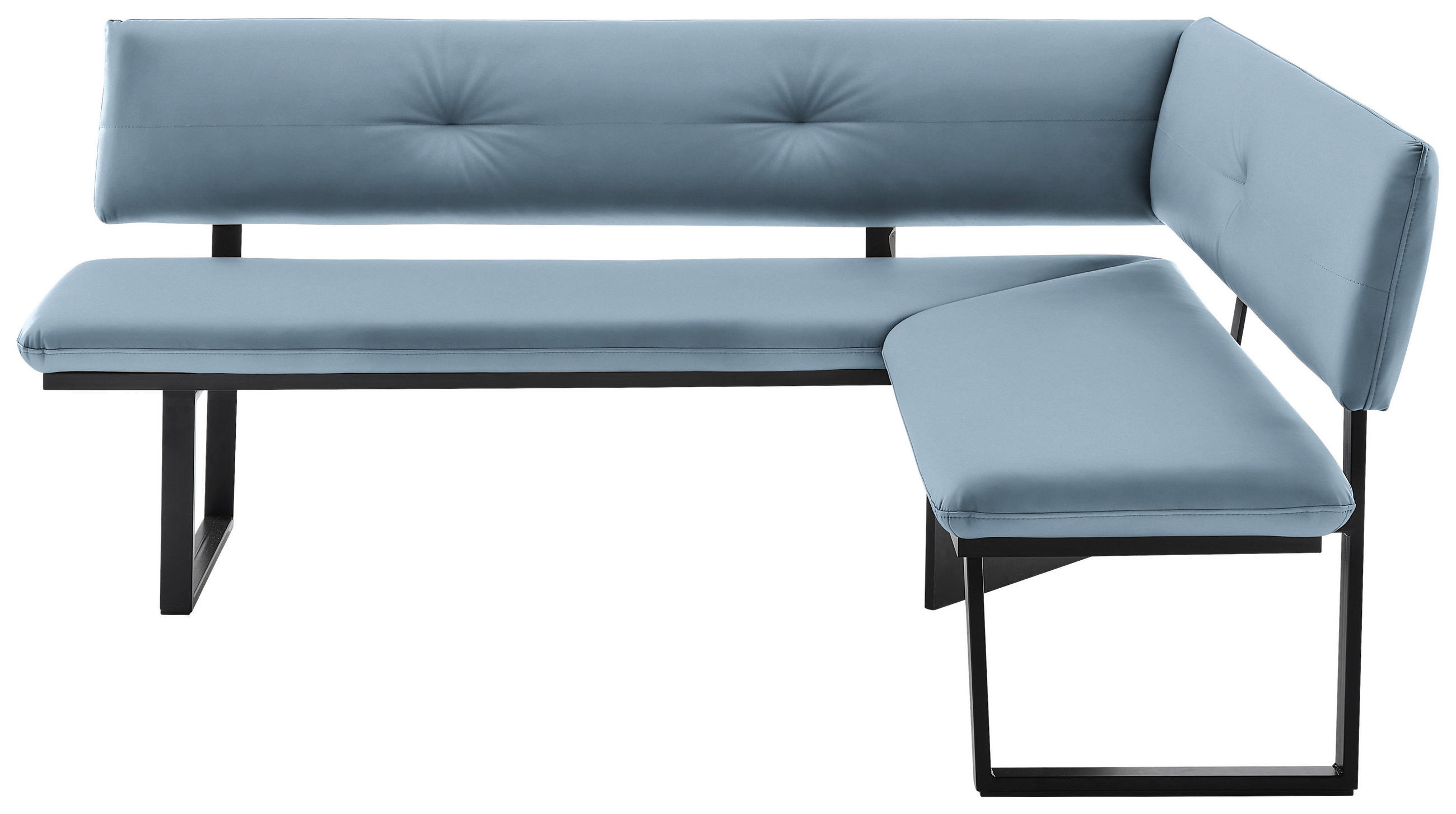 ECKBANK in Metall, Textil Schwarz, Hellblau  - Schwarz/Hellblau, Modern, Textil/Metall (190/150cm) - Cantus