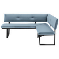 ECKBANK in Metall, Textil Schwarz, Hellblau  - Schwarz/Hellblau, Modern, Textil/Metall (190/150cm) - Cantus