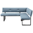 ECKBANK 205/165 cm  in Schwarz, Hellblau  - Schwarz/Hellblau, MODERN, Textil/Metall (205/165cm) - Cantus