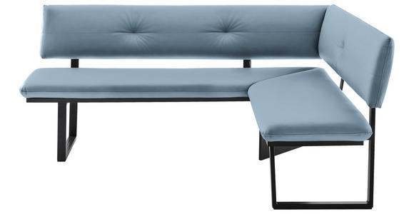 ECKBANK 205/165 cm  in Schwarz, Hellblau  - Schwarz/Hellblau, MODERN, Textil/Metall (205/165cm) - Cantus