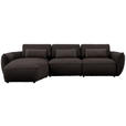 ECKSOFA  in Chenille Schwarzbraun  190/340 cm  - Schwarzbraun/Walnussfarben, Design, Kunststoff/Textil (190/340cm) - Belluti