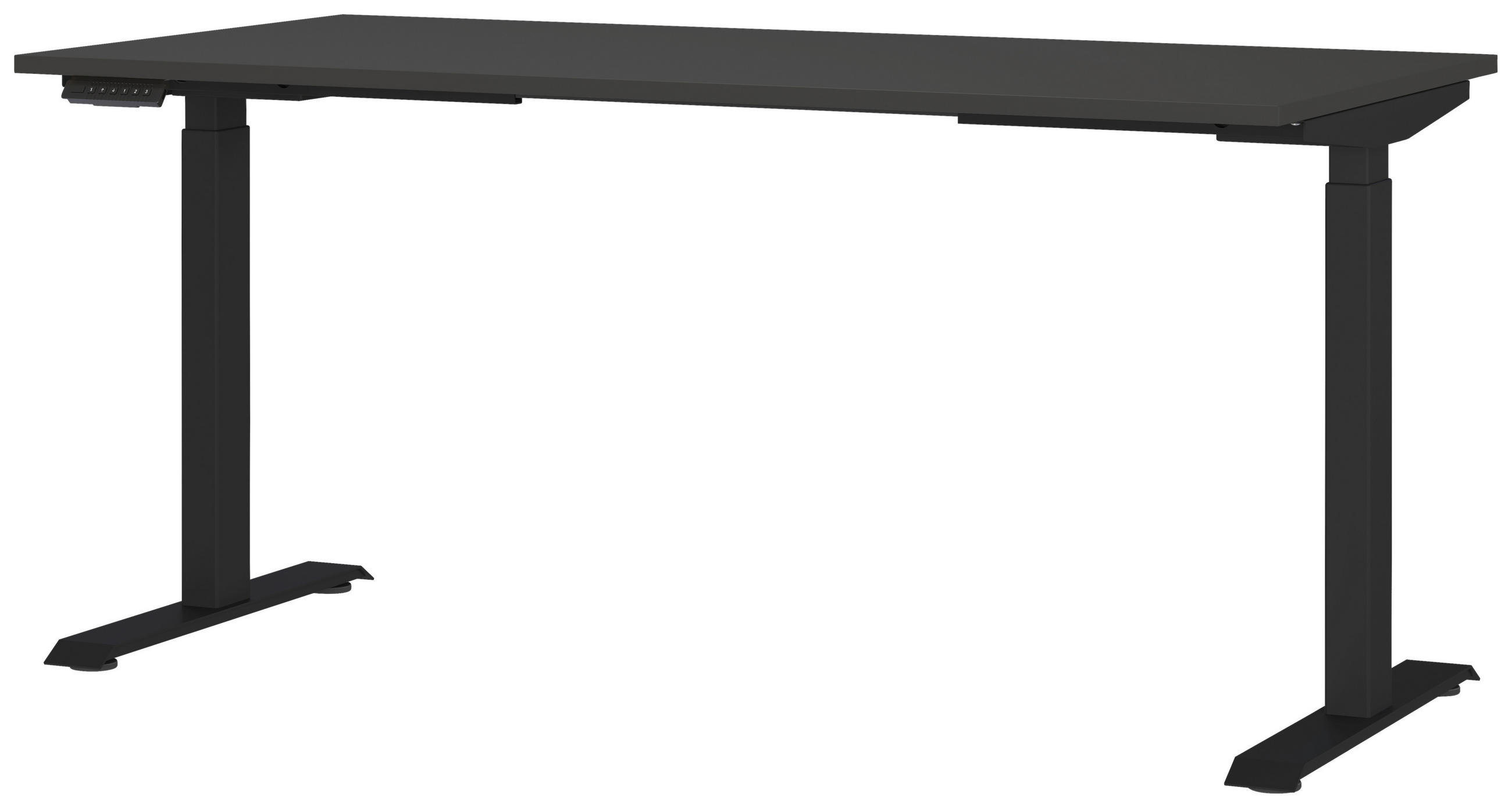 SCHREIBTISCH 160/80/72-118 cm  in Graphitfarben, Schwarz  - Graphitfarben/Schwarz, MODERN, Holzwerkstoff/Metall (160/80/72-118cm) - Novel