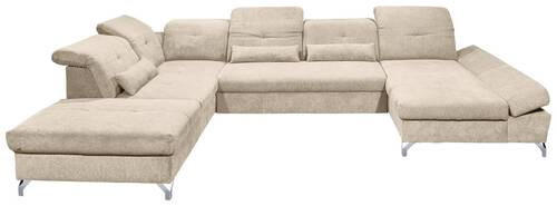 SOFFA i mikrovelour sandfärgad  - sandfärgad/silver, Modern, metall/textil (245/350/168cm) - MID.YOU