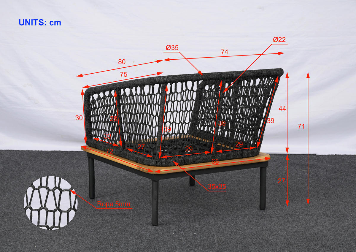 VRTNI SET   jeklo    antracit, barve akacije    - antracit/barve akacije, Moderno, kovina/umetna masa - Ambia Garden