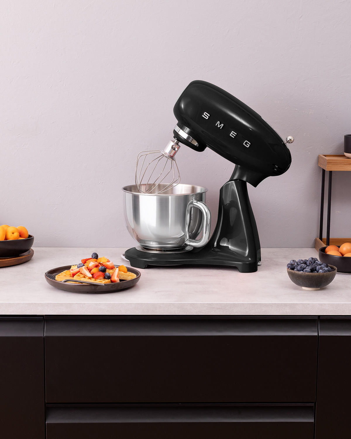 KÜCHENMASCHINE 50´S STYLE SMF05CREU  - Alufarben/Schwarz, Basics, Metall (40,2/37,8/22,1cm) - SMEG