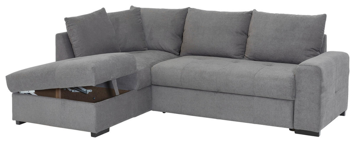 ECKSCHLAFSOFA in Mikrofaser Grau  - Schwarz/Grau, Modern, Kunststoff/Textil (173/241cm) - MID.YOU