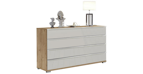 SIDEBOARD  149/82/42 cm 4 Schublade(n)  - Chromfarben/Eiche Bianco, Basics, Glas/Holzwerkstoff (149/82/42cm) - Venda