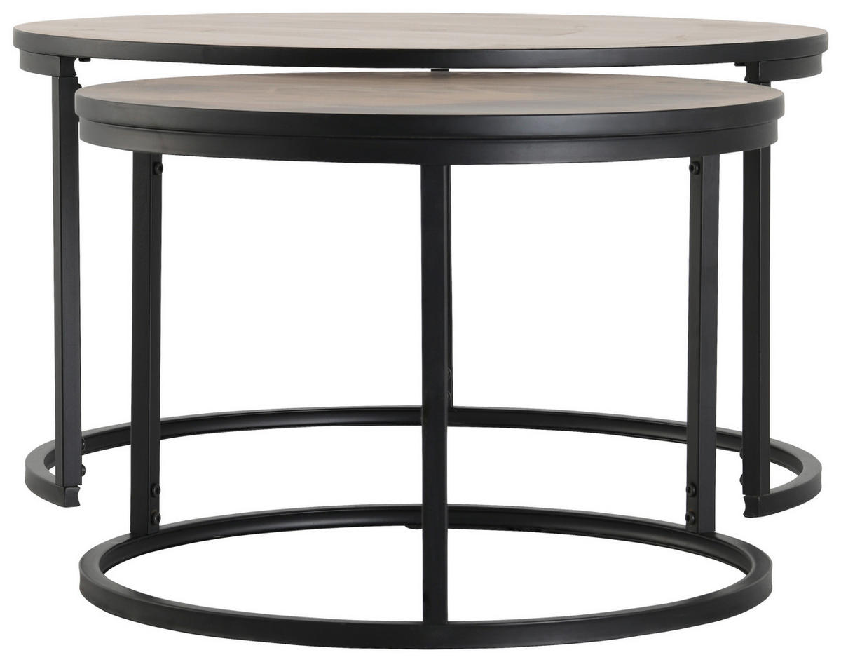 COUCHTISCHSET in Metall, Holzwerkstoff  - Eichefarben/Schwarz, Design, Holzwerkstoff/Metall (80/60/45/42/80/60cm) - MID.YOU